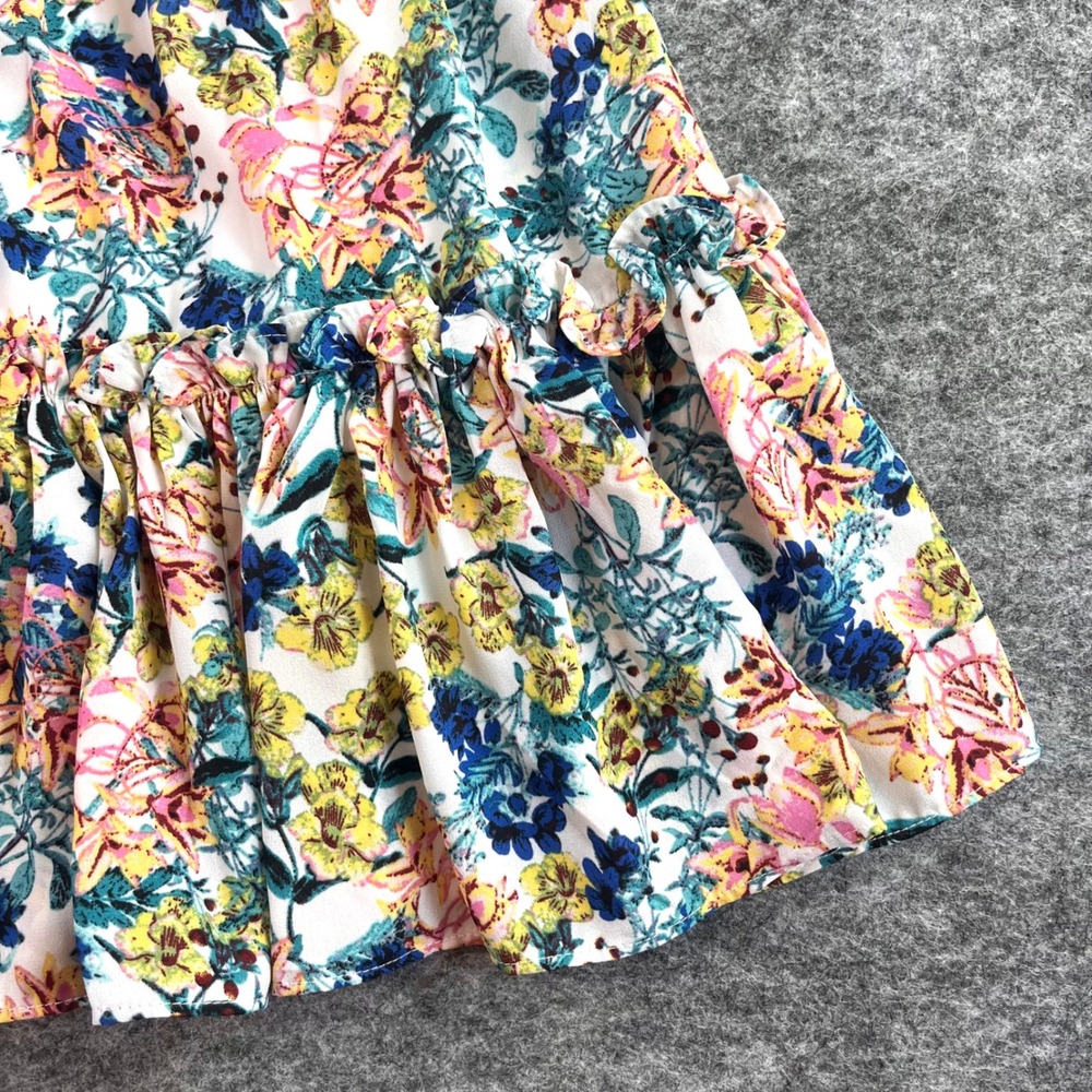 Taylor Floral V-Neck Smocked Dress Womens M Multicolor Boho Chiffon Cottagecore - Picture 6 of 12